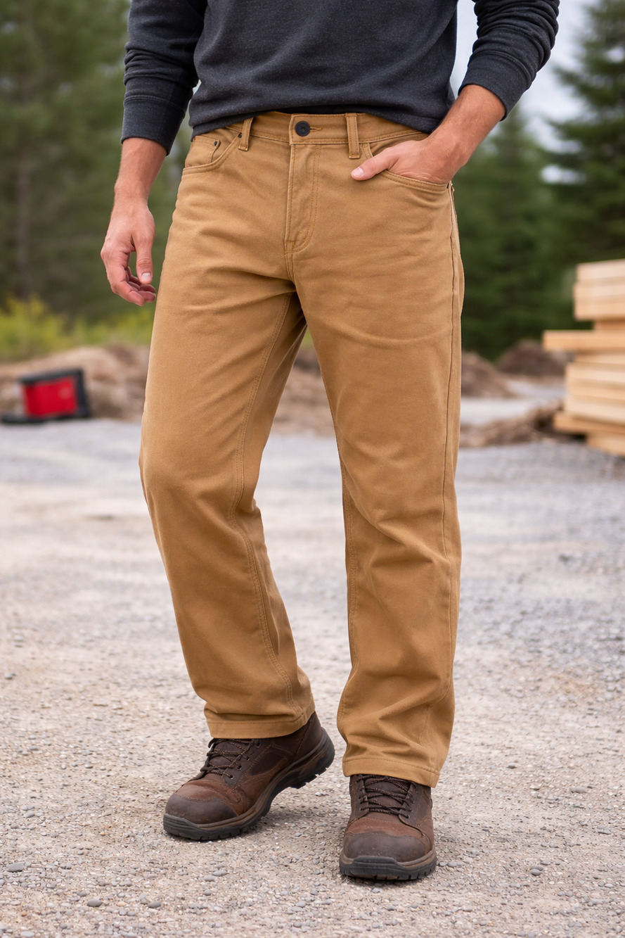 Caterpillar CAT Mens 36x30 Fleece Lined Work Pants Khaki Canvas Insulated Warm